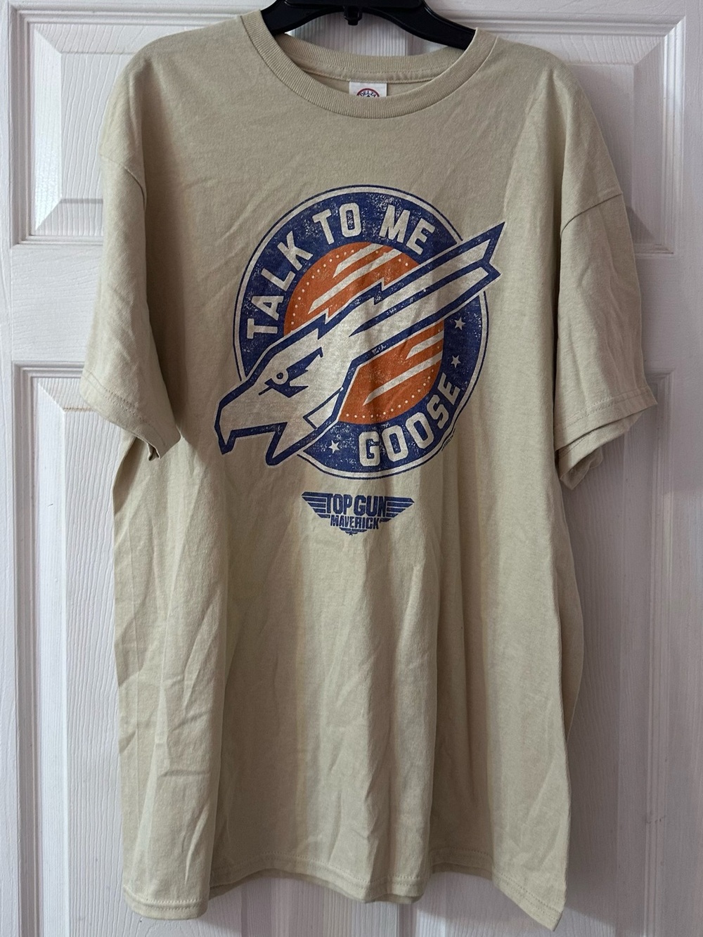 Top Gun Maverick Talk To Me Goose T-Shirt Adult Large L Beige Graphic Tee